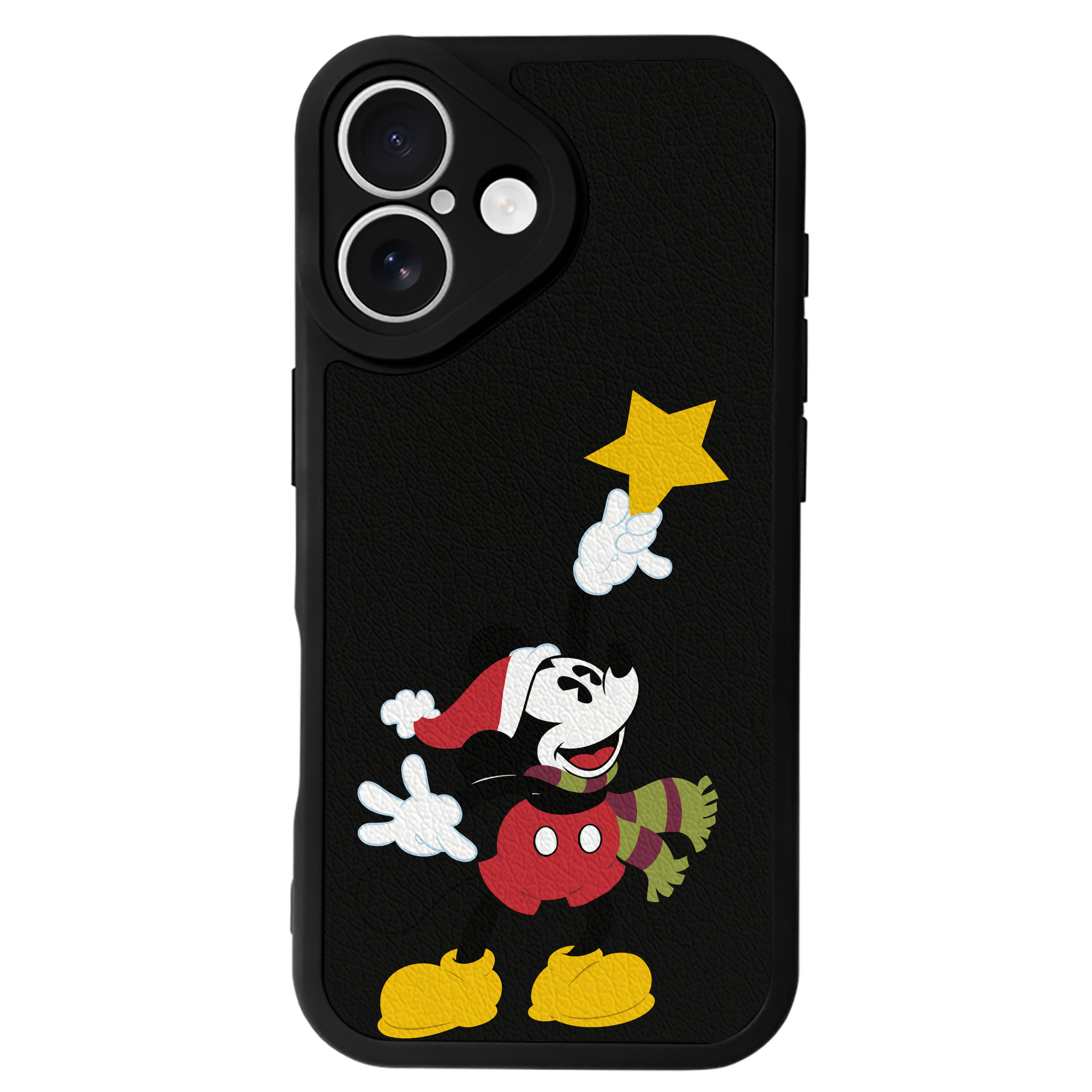 （画像用） ミッキーマウス Mickey Mouse 【iPhone 16シリーズ対応】シリコンスマホケース（レザー調） 材質：シリコン